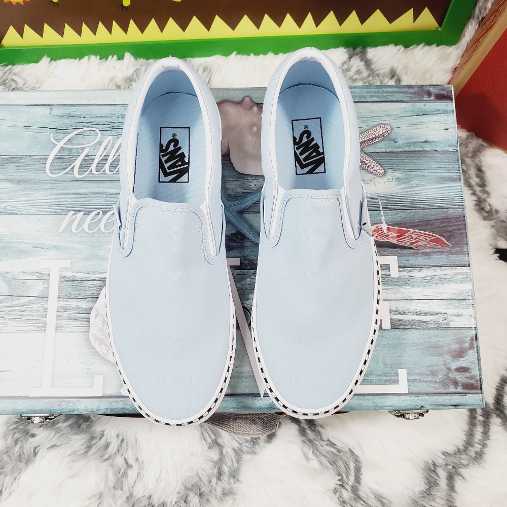 Vans Check Foxing Cool Blue Classic Slip on (CL) - Picture 12 of 14